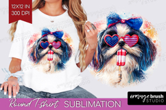 Japanese Chin Dog Round Tshirt Background 4th Of July PNG Product Image 1