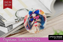 Japanese Chin Dog Keychain PNG 4th Of July Keychain Product Image 1