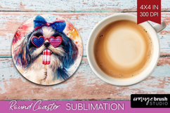 Japanese Chin Dog Round Coaster 4th Of July Coaster PNG Product Image 1