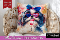 Japanese Chin Dog Pillow Sublimation 4th Of July Pillow PNG Product Image 1