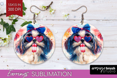 Japanese Chin Dog Round Earrings 4th Of July PNG Sublimation Product Image 1