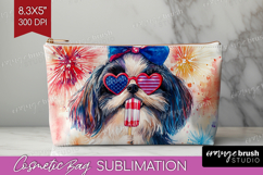 Japanese Chin Dog Cosmetic Bag 4th Of July Makeup Bag PNG Product Image 1
