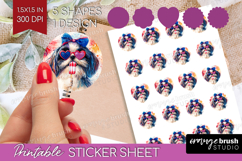 Japanese Chin Dog Round Sticker 4th Of July Printable Sheet Product Image 1