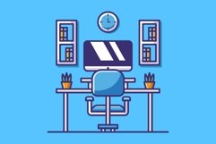 Set Workspace Computer Cartoon Flat Illustration Product Image 4