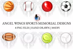 Memory Angel Wings Sports Balls | 8 PNG Files | Sublimation Product Image 1