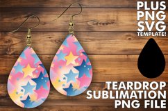 Starry Elegance: Sublimation Star Pattern Teardrop Earrings Product Image 1