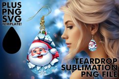 Santa Claus Teardrop Earring Sublimation Designs Product Image 1