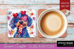 Labradoodle Dog Square Coaster 4th Of July Coaster PNG Product Image 1