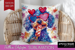 Labradoodle Dog Pillow Sublimation 4th Of July Pillow Cover Product Image 1