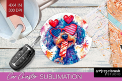 Labradoodle Dog Car Coaster 4th Of July Coaster PNG Product Image 1