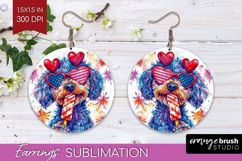 Labradoodle Dog Round Earrings 4th Of July PNG Sublimation Product Image 1