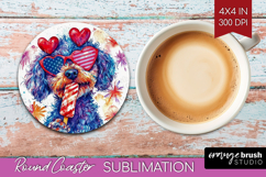 Labradoodle Dog Round Coaster 4th Of July Coaster PNG Product Image 1