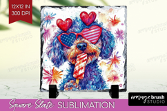 Labradoodle Dog Slate PNG 4th Of July Square Slate Product Image 1