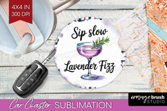 Lavender Fizz Cocktail Car Coaster Summer Drink Coaster PNG Product Image 1