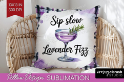 Lavender Fizz Cocktail Pillow Sublimation Summer Drink Cover Product Image 1