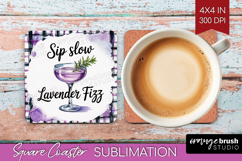 Lavender Fizz Cocktail Square Coaster Summer Drink Coaster Product Image 1