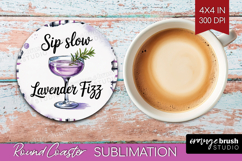 Lavender Fizz Cocktail Round Coaster Summer Drink Coaster Product Image 1