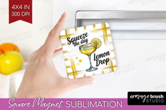 Lemon Drop Cocktail Magnet Sublimation Summer Drink Square Product Image 1