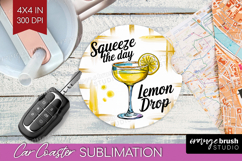 Lemon Drop Cocktail Car Coaster Summer Drink Coaster PNG Product Image 1