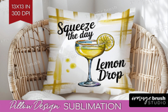 Lemon Drop Cocktail Pillow Sublimation Summer Drink Pillow Product Image 1