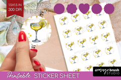 Lemon Drop Cocktail Round Sticker Summer Drink Printable Product Image 1