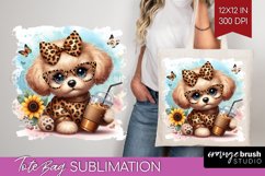 Cute Dog Tote Bag - Leopard Bow Tote Bag PNG Sublimation Product Image 1