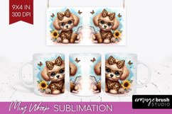 Cute Dog Mug Wrap - Leopard Bow Mug PNG Sublimation Product Image 1