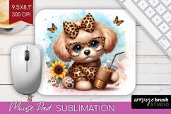 Cute Dog Mouse Pad Sublimation - Leopard Bow Mousepad PNG Product Image 1