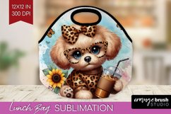 Cute Dog Lunch Bag - Leopard Bow Lunch Bug PNG Sublimation Product Image 1
