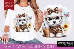 Cute Dog Round Tshirt Background - Leopard Bow PNG Product Image 1