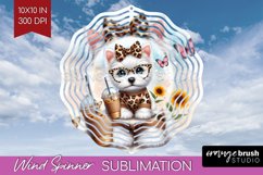 Cute Dog Wind Spinner Sublimation PNG - Leopard Bow Round Product Image 1