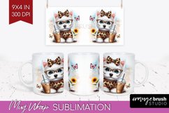 Cute Dog Mug Wrap - Leopard Bow Mug PNG Sublimation Product Image 1