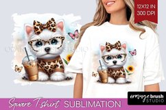 Cute Dog Square Tshirt Background - Leopard Bow PNG Product Image 1