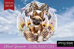 Cute Dog Wind Spinner Sublimation PNG - Leopard Bow Round Product Image 1
