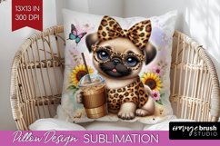 Cute Dog Pillow Sublimation - Leopard Bow Pillow Cover PNG Product Image 1