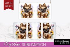 Cute Dog Mug Wrap - Leopard Bow Mug PNG Sublimation Product Image 1