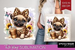 Cute Dog Tote Bag - Leopard Bow Tote Bag PNG Sublimation Product Image 1