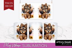Cute Dog Mug Wrap - Leopard Bow Mug PNG Sublimation Product Image 1