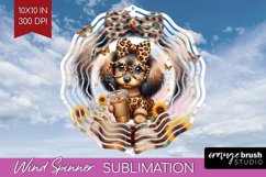 Cute Dog Wind Spinner Sublimation PNG - Leopard Bow Round Product Image 1