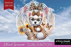 Cute Dog Wind Spinner Sublimation PNG - Leopard Bow Round Product Image 1