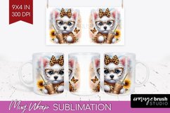 Cute Dog Mug Wrap - Leopard Bow Mug PNG Sublimation Product Image 1