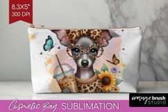 Cute Dog Cosmetic Bag - Leopard Bow Makeup Bag PNG Product Image 1