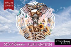 Cute Dog Wind Spinner Sublimation PNG - Leopard Bow Round Product Image 1