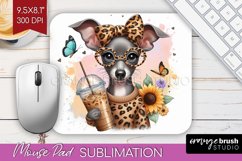 Cute Dog Mouse Pad Sublimation - Leopard Bow Mousepad PNG Product Image 1