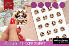 Cute Dog Round Sticker - Leopard Bow Printable Sticker Sheet Product Image 1