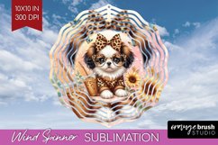 Cute Dog Wind Spinner Sublimation PNG - Leopard Bow Round Product Image 1