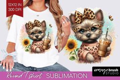 Cute Dog Round Tshirt Background - Leopard Bow PNG Product Image 1