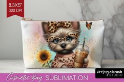 Cute Dog Cosmetic Bag - Leopard Bow Makeup Bag PNG Product Image 1