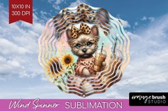 Cute Dog Wind Spinner Sublimation PNG - Leopard Bow Round Product Image 1