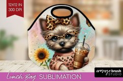 Cute Dog Lunch Bag - Leopard Bow Lunch Bug PNG Sublimation Product Image 1